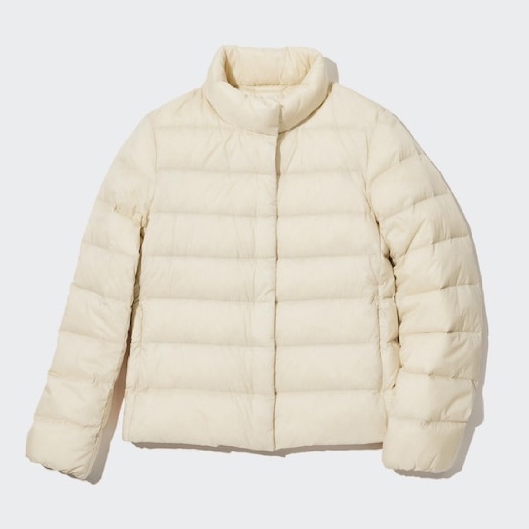 Uniqlo Powder Soft Down Puffer Jacket Yvory Cream Sz M Cabin Cozy Core - Picture 2 of 13